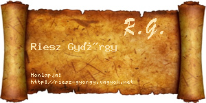 Riesz György névjegykártya